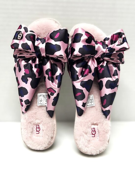 UGG Shoes - UGG Lushette leopard puffer satin slippers size 9